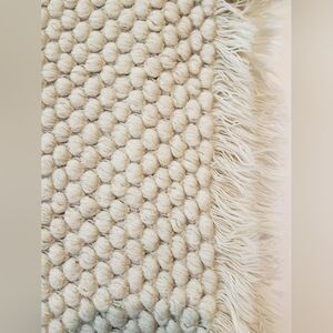 Textured Cream Infinity Scarf with Fringe